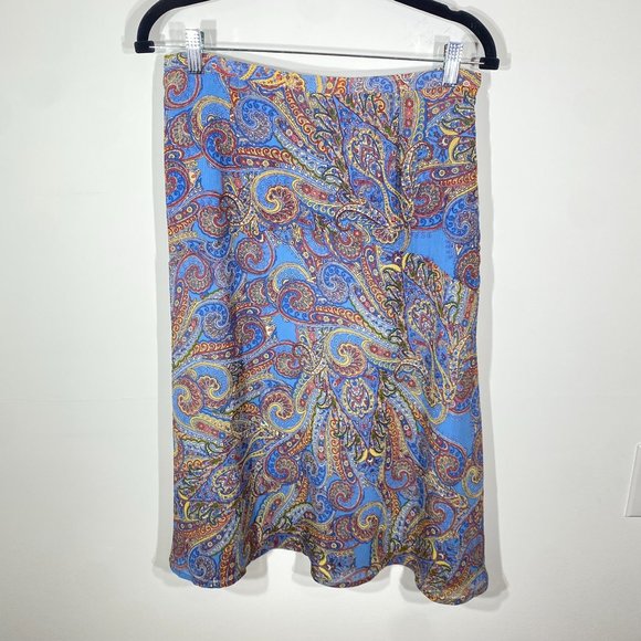 Liz Claiborne Blue Paisley Outfit Top S and Skirt 8 Womens 2 Piece Set - Picture 8 of 14